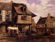 Pierre etienne theodore rousseau A Market in Normandy oil painting